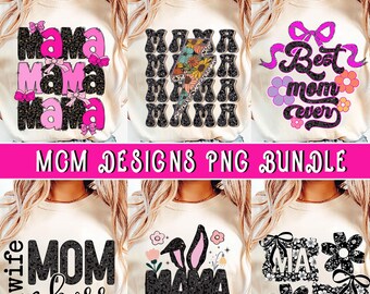 Retro Floral Leopard Checkered Mama Png, Mama Bundle Png, Mom Life Png, Mama Trendy Png, Mother&#39;s Day Shirt Gift, Mom Sublimation Designs