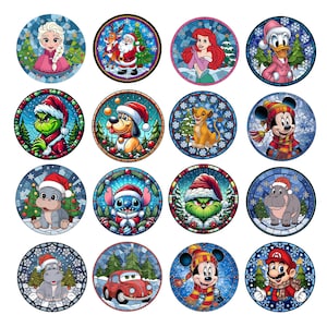 40+ Christmas Cartoon Ornament Bundle Designs, Stained Glass Stitch Ornament PNG, Minnie Mouse Christmas Ornament PNG, Christmas Gifts Baby