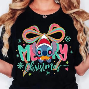 Stitch Christmas PNG, Merry Christmas Sublimation Design, Cute Stitch Santa Hat Digital Download, Holiday Winter Shirt Designs