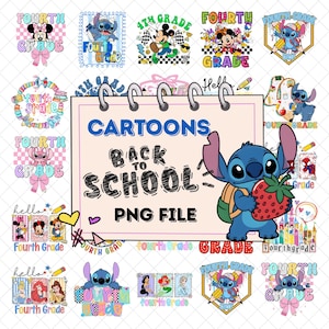 Back To School PNG Bundle, Fourth  grade Png, Cute Cartoon Character, Happy Back To School, Superhero, Princess, School Bundle, Digital File