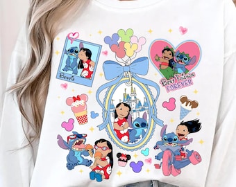 Retro Lio and Stitch Birthday Png, Coquette Bow Lilo And Stitch Birthday Vibes Png, Best Friends Forever, Best Shirt For Kids