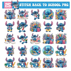 Stitch back to school PNG bundle, 25 stitch PNG, Stitch PNG transparent, Cute Stitch back to school, Good quality, Digital Download