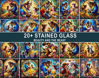 Beauty and the Beast Png Bundle, Beast Design Png, Stained Glass Bundle PNG - High-Resolution - Commercial Use, Digital Paper