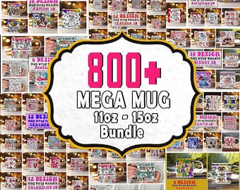 800+ Mega Mug Wrap Bundle, 11oz & 15oz Mug Png, Teacher Mug, Nurse Mug, Mama Mug, Coffee Mug, Cartoon Mug Wrap, Mug Sublimation Designs