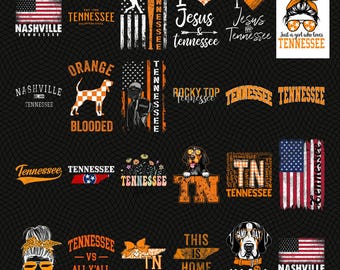 Tennessee PNG Bundle, Southern Pride Sublimation Design, Nashville Retro State Quote, Football and Dog PNG Digital Download for Shirt Gifts