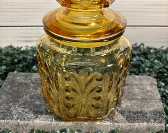 Vintage L E Smith Glass Canister Imperial Honey Amber