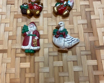 Vtg 4 farblich sortierte Weihnachtsmagnete