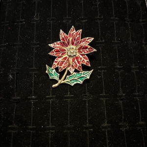 Holiday Poinsettia Flower Brooch