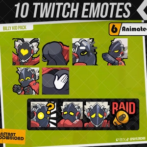 Paquete de 10 gestos de Billy Kid para streaming: Twitch, Discord, YouTube [Zenless Zone Zero, gestos lindos, gesto divertido, animado]