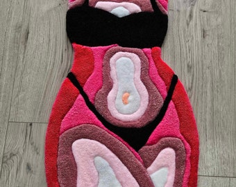 Thermal Body Rug - Handtufted - Custom - Female Form - Non Slip Carpet