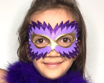 Purple Phoenix Mask - Owl - Swan - Bird - Glitter - Costume - Halloween - Purim - Dress Up - Mardi Gras - Violet - Lavender - Carnival