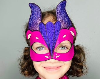 Pink Dragon Mask - Halloween - Purim - Dress Up - Costume - Mardi Gras - Carnival