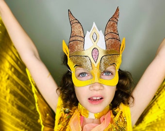 Gold Dragon Mask - Inspired by Wings of Fire - Princess Blaze - Sandwing - Halloween - Purim - Dress Up - Costume - Mardi Gras - Carnival