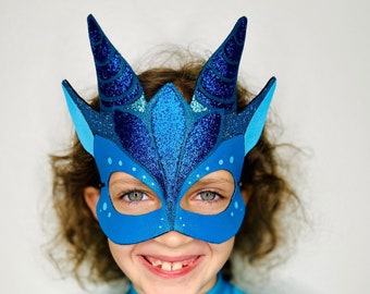 Blue Dragon Mask - Inspired by Wings of Fire - Tsunami - Seawing - Blue - Halloween - Purim - Dress Up - Costume - Mardi Gras - Carnival