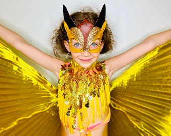 Gold Dragon Mask - Inspired by Wings of Fire - Sunny - Sandwing - Gold - Halloween - Purim - Dress Up - Costume - Mardi Gras - Carnival