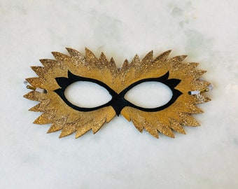 Gold Phoenix Mask - Owl - Swan - Flamingo - Bird - Glitter - Costume - Halloween - Purim - Dress Up - Make Believe Mask