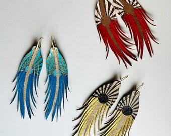 Sunrise feather earrings - SHORT 4.25”