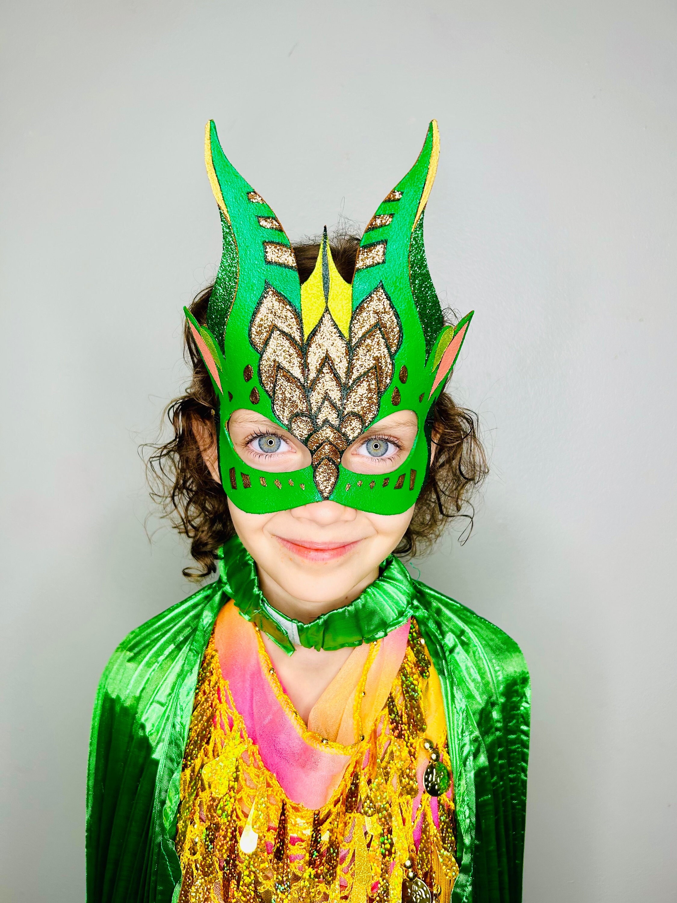 Green Dragon Mask - Inspired by Wings of Fire - Sundew - Leafwing