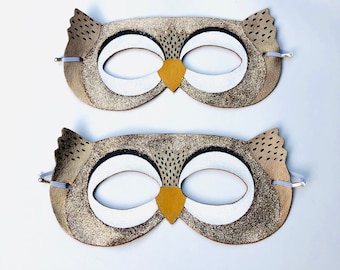 Gold OWL mask with black accents - Owl mask - kids mask - pretend play