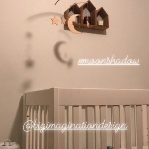 Moon & Stars Mobile Silver and Gold Baby Mobile Wooden Mobile Nursery Mobile image 6