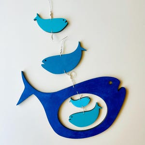 Fish & Whale Mobile Small - Fish Baby Mobile - Wooden Mobile - Whale mobile