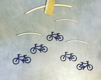 Navy Bicycle Mobile - Wooden Mobile - Nursery Mobile - Bike Mobile - Navy