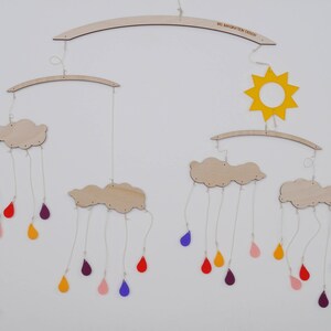 Rain Rain Go Away Mobile 3 Cloud Mobile Wooden Mobile Nursery Mobile Baby Mobile Rain Mobile image 1