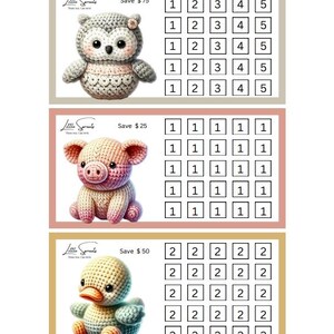 Mini Savings Challenges | Animals | Owl | Pig | Duck | PDF Printable | A6 Size Cash Binder | Budget Binder
