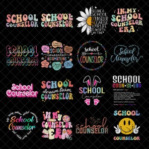 Counselor Png Bundle, School Counselor Sublimation Designs, Retro Groovy School Psychologist Png, Guidance Counselor, Digital File Download