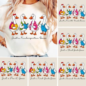 Back to School Goose PNG Bundle, Coquette Teacher First Day of School Shirt Design, Preppy Floral Sublimation, Pre-k 1st/2nd/3rd/4th Grade
