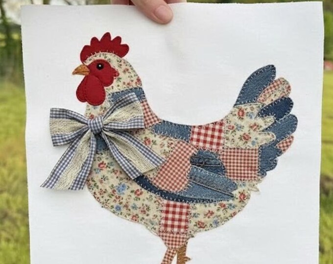 Patchwork Chicken PNG, Coquette Bow Hen PNG, Cottagecore Floral Gingham ...