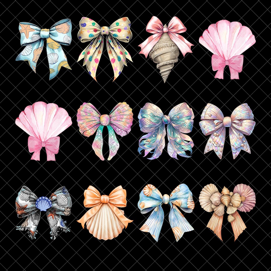 Summer Coquette Girly Bow PNG Bundle, Beach PNG, Summer PNG Coastal ...