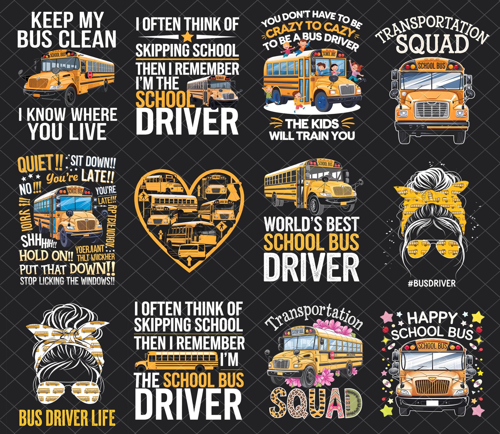 School Bus Driver Png Bundle, Bus Driver, School Time, Funny Png ...
