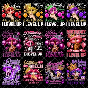 Birthday Queen I Don&#39;t Get Older I Level Up Png Bundle, Red Birthday Queen png, Birthday Girl png, Birthday Diva png, Its My Birthday png