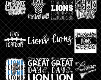 Lions Mascot PNG Bundle, School Spirit Sublimation Design, Football Basketball Cheer Graphics, Great Day to Be a Lion Shirt Design
