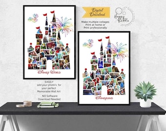 Disney Castle Photo Collage Template - Vacation Keepsake (Digital Download)