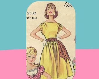 1960s dress sewing pattern pdf, Australian Home Journal, redrafted to multi-size pattern, A4, letter, A0, projector files
