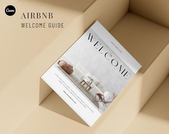Plantilla de libro de bienvenida de Airbnb / Plantilla de guía para anfitriones de casas / Plantilla de Canva para bienes raíces / Plantilla de alquiler vacacional / Corto plazo