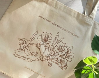 "Schöne islamische Tasche für Muslimahs, ""Und verherrliche ihn am Morgen und am Abend", Zitat aus dem Koran 33:42."