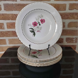 6 deep earthenware plates from L&#39;Amandinoise &quot;Fleurette&quot;
