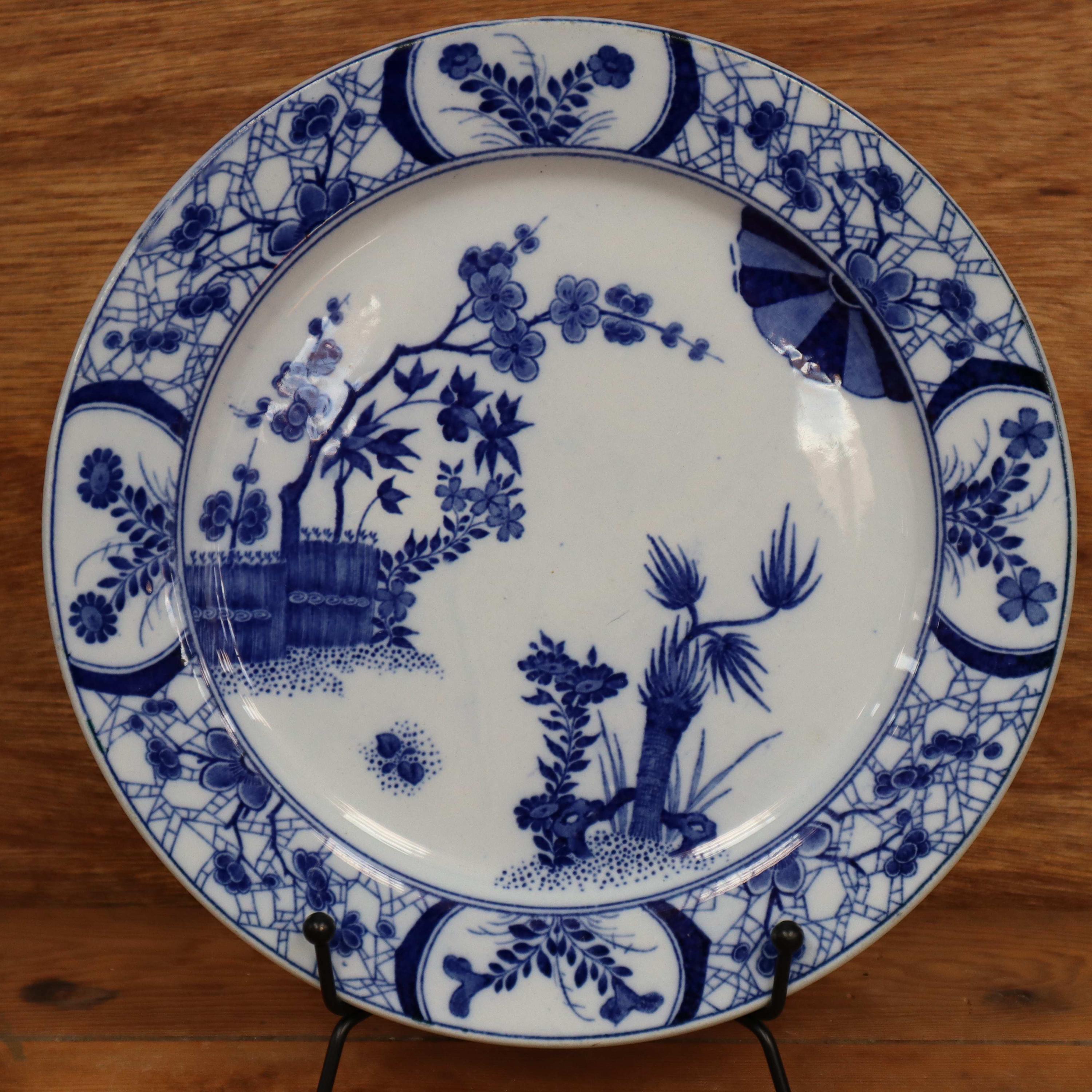 Creil and Montereau Flat Plate in Blue Earthenware 