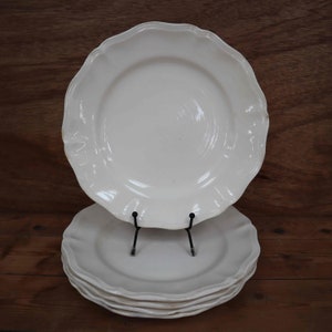Lot de 5 assiettes plates Sarreguemines couleur crème