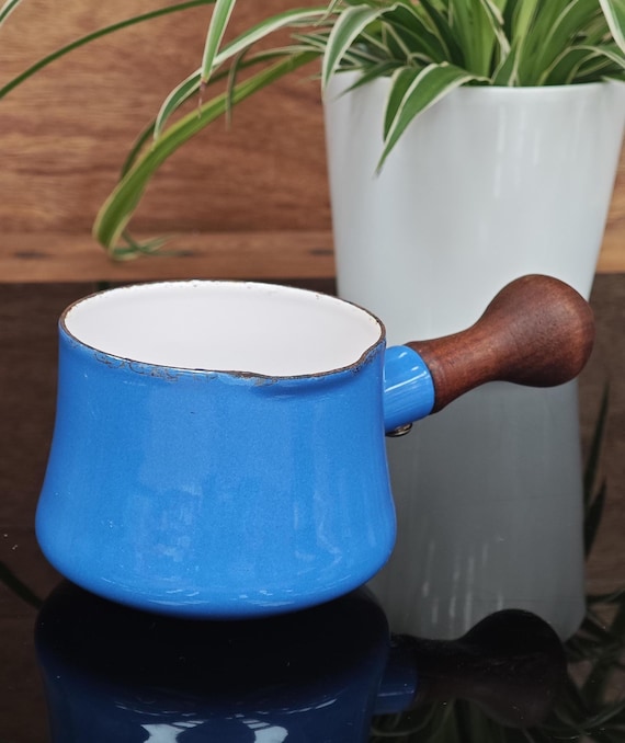 Dansk Designs Blue Enamelled Metal Saucepan With Dark Handle - Etsy