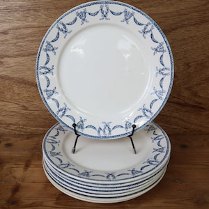 Set of 8 flat ironstone plates &quot;Les Termes&quot; Sarreguemines and Digoin