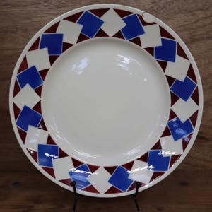 Geometric shaped earthenware dish, old KG Lunéville &quot;kémor&quot;