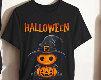 Camiseta con fantasma de Halloween de Comfort Colors®, camiseta con texto en inglés &quot;Happy Halloween&quot;, divertida camiseta de temporada festiva, camiseta de Halloween, camiseta de fiesta de Halloween, camiseta de otoño