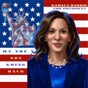 Digital Portrait of Kamala Harris, Digital File PDF and PNG,JPJ , Harris Walz, Kamala For President,Harris 2024 Png,Kamala America Png