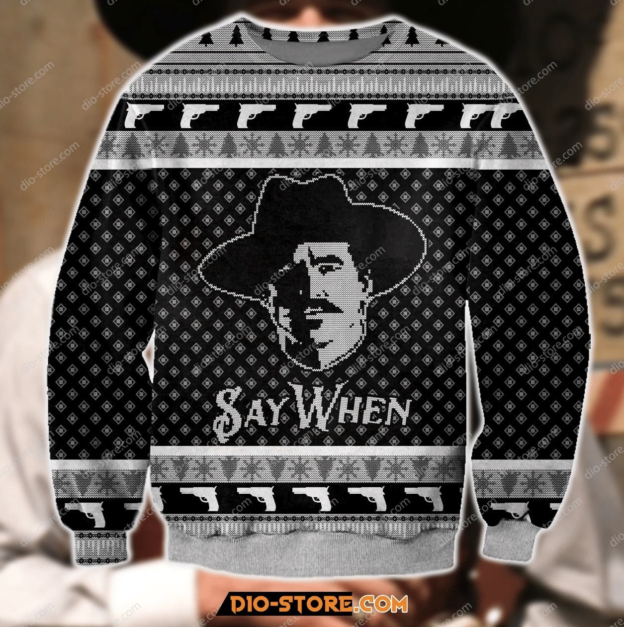 Discover Tombstone Say When Ugly Knitted Christmas 3D Sweater