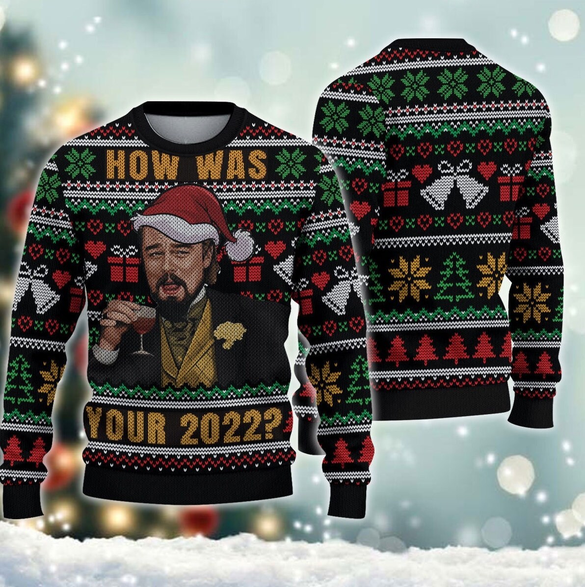 Dicaprio ugly christmas sweater sales