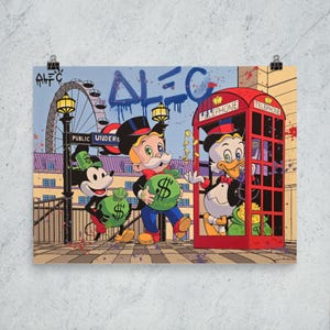 Alec Monopoly Team a Londra Poster Stampa Graffiti Street Art Decorazione murale Cultura pop Poster artistico colorato Decorazione per ufficio Stampa artistica moderna Regalo